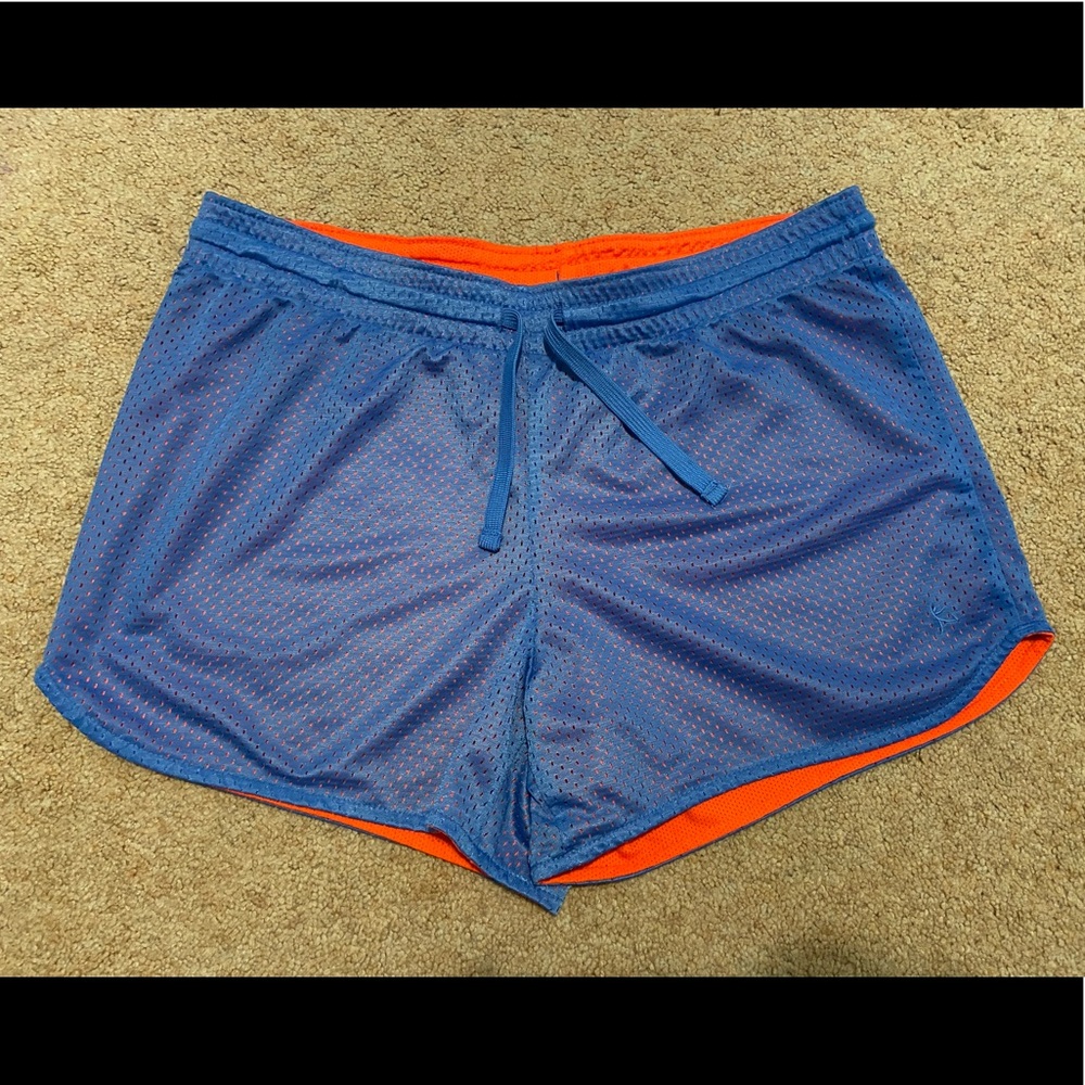 Blue/ orange reversible athletic shorts